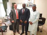 Mr. Bart van Heeswijk with His Excellency Oji Nyimenuate Ngofa, and Mr. Kabiru Musa Minister Counselor of trade at the Nigerian embassy in Den Haag